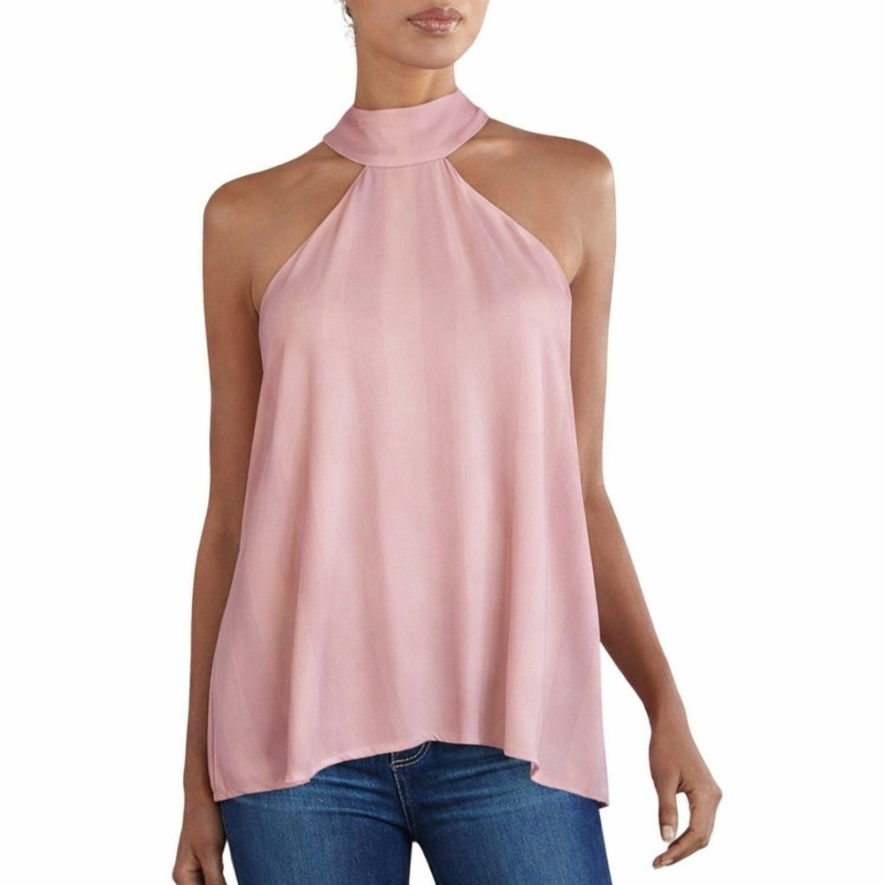 Lucy Paris Pink Halter Top Blouse Sz Large Dressy Evening Datenight